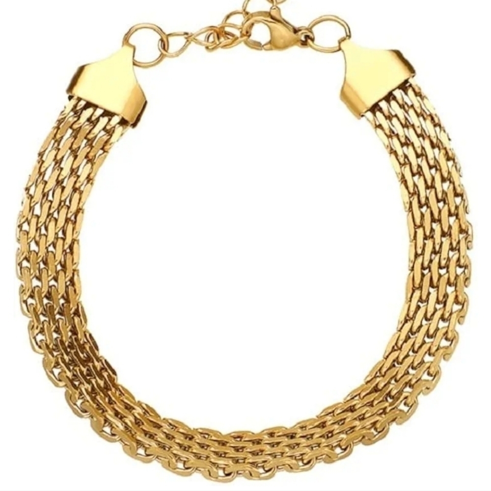 18k Gold Plated Mesh Chain Bracelet With Letter P